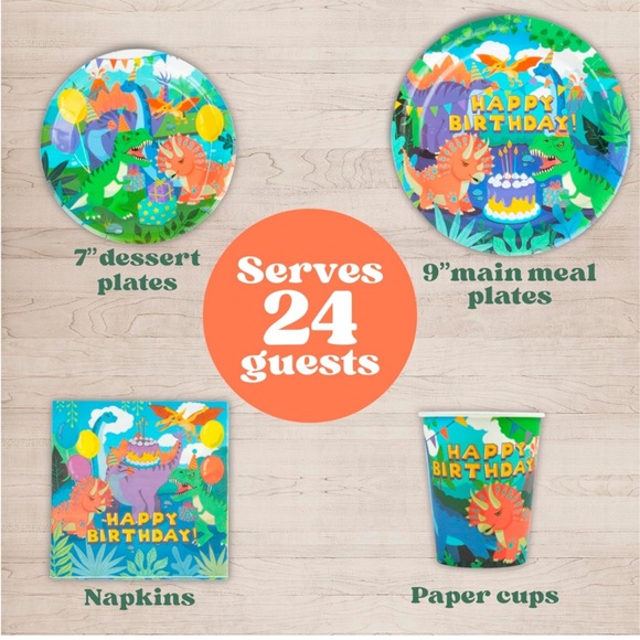 All In One🦖Dinosaur🦕Themed Party🥳Set4 Boys👦🏻orGirls👧🏻96pc Set For24Guests - Picture 2 of 7